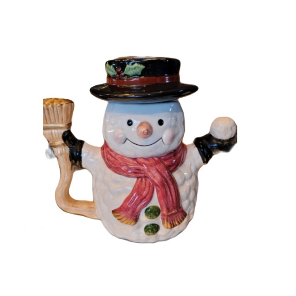 TEAPOT FROSTY THE SNOWMAN VINTAGE TEA POT FITZ & FLOYD cottagecore grann…